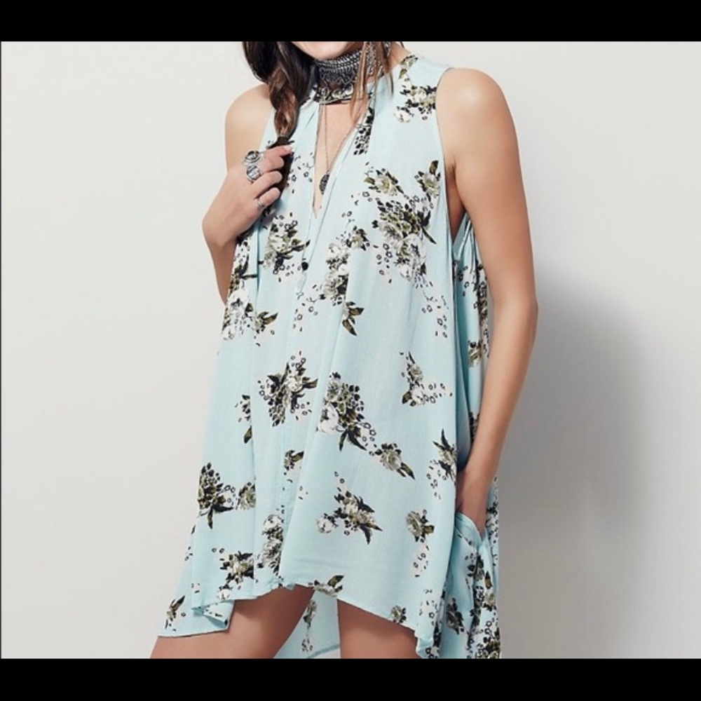 Free People Faded Floral Sleeveless Tunic